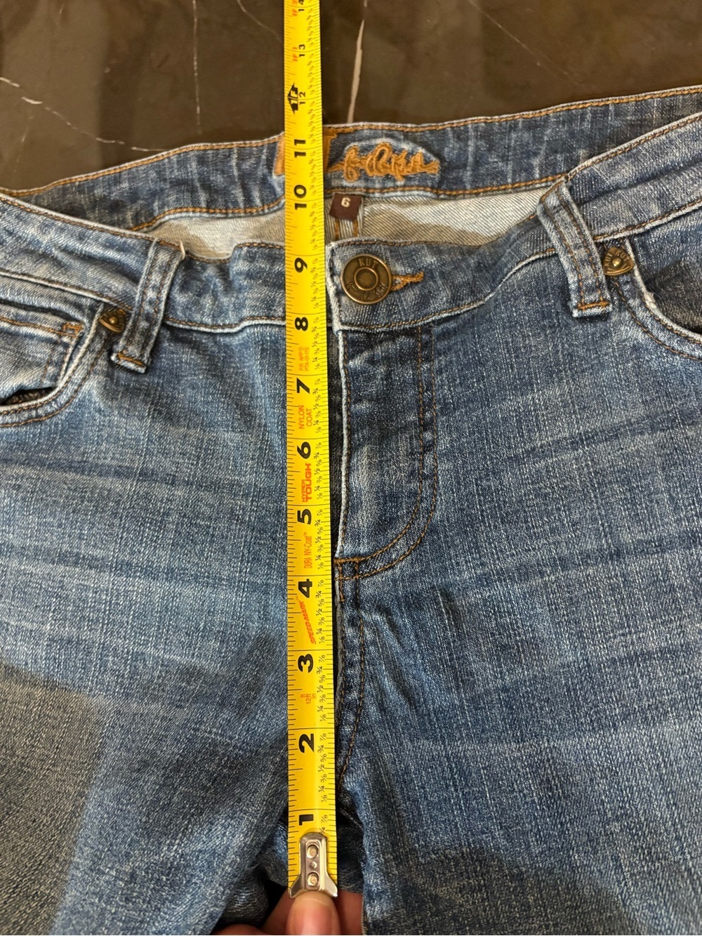 Kut from the Kloth Cameron Straight Leg Crop Jeans Blue Wash, Cuffed Women’s 6 - Picture 11 of 15
